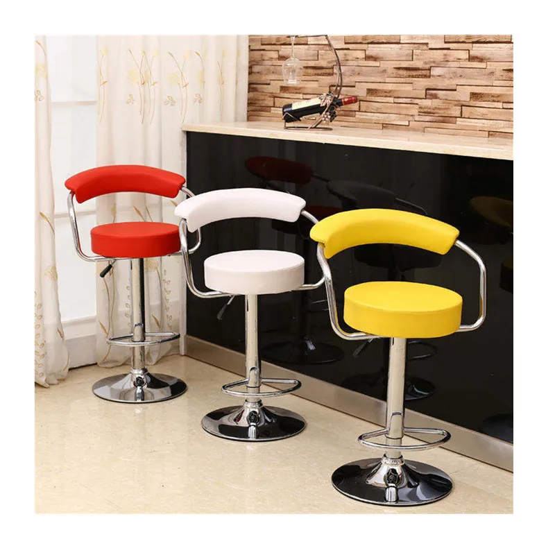 Metal Nordic Kitchen Sillas Para Barra Modern Leather Pu Contoured Back Bar Stool Cafe High Bar Chairs For Bar Table