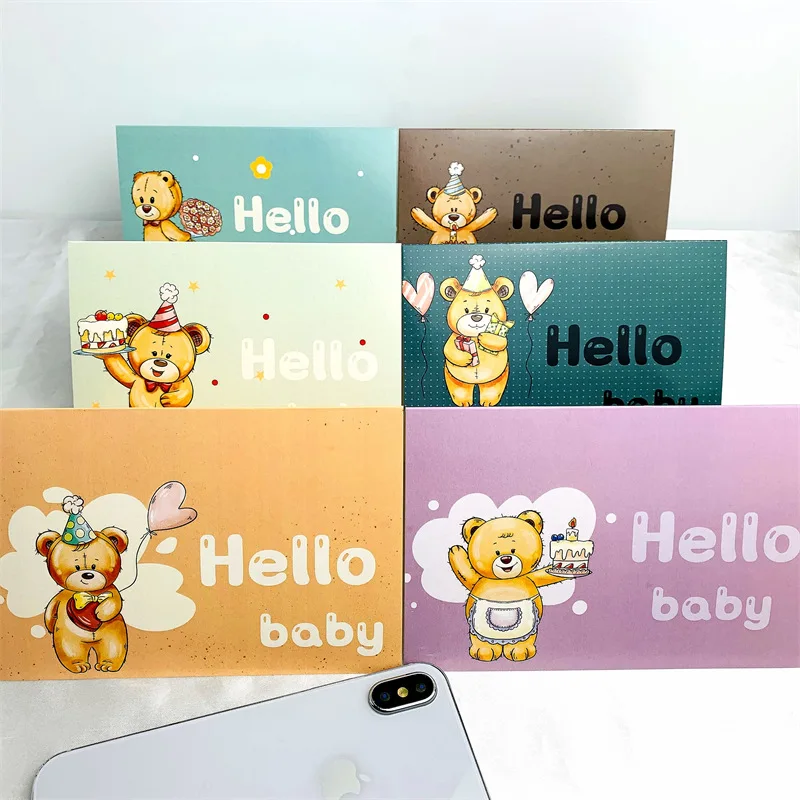 Set Of 6 Pieces Baby Shower Wishing Card 10 Styles Congratulation Newborn Baptism Greeting Cards