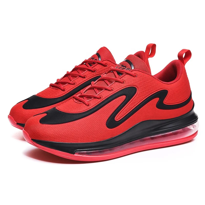 Knit Air Cushion Sport Shoes For Men,2019 Fashion Breathable Red Sneakers,With Fabric Casual Men Running Shoes