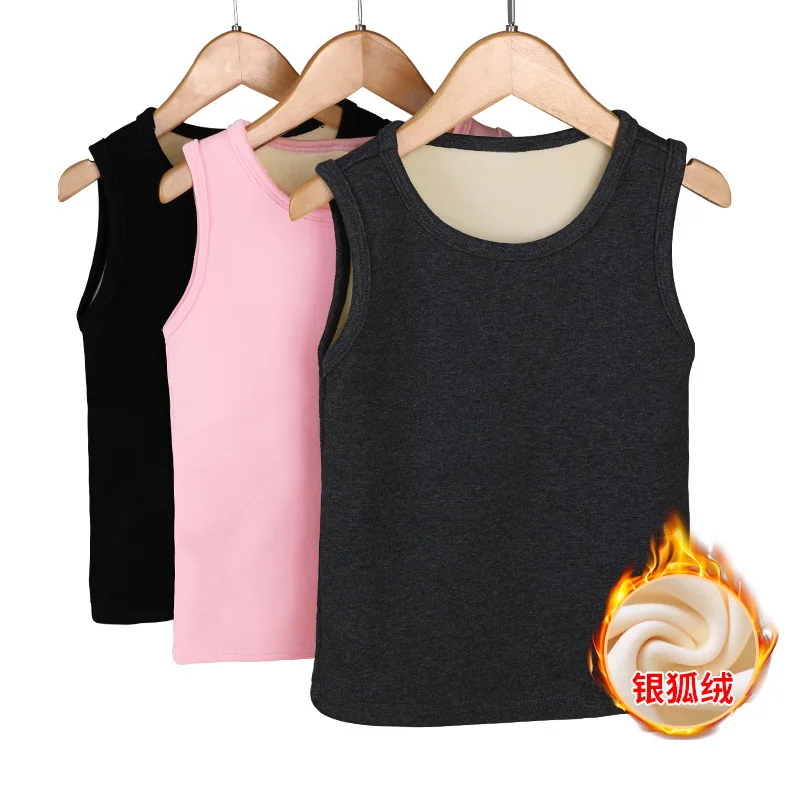 
High quality autumn and winter children plus velvet pullover vest boys and girls thick warm vest 