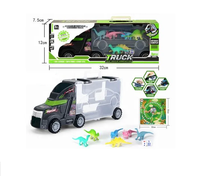 Plastic Toy die-cast model car super container truck carry case with mini car toy