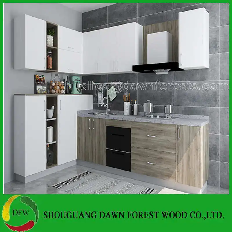 Cheaper Melamine Faced MDF Kitchen Cabinet doors & Kitchens for Home Furniture