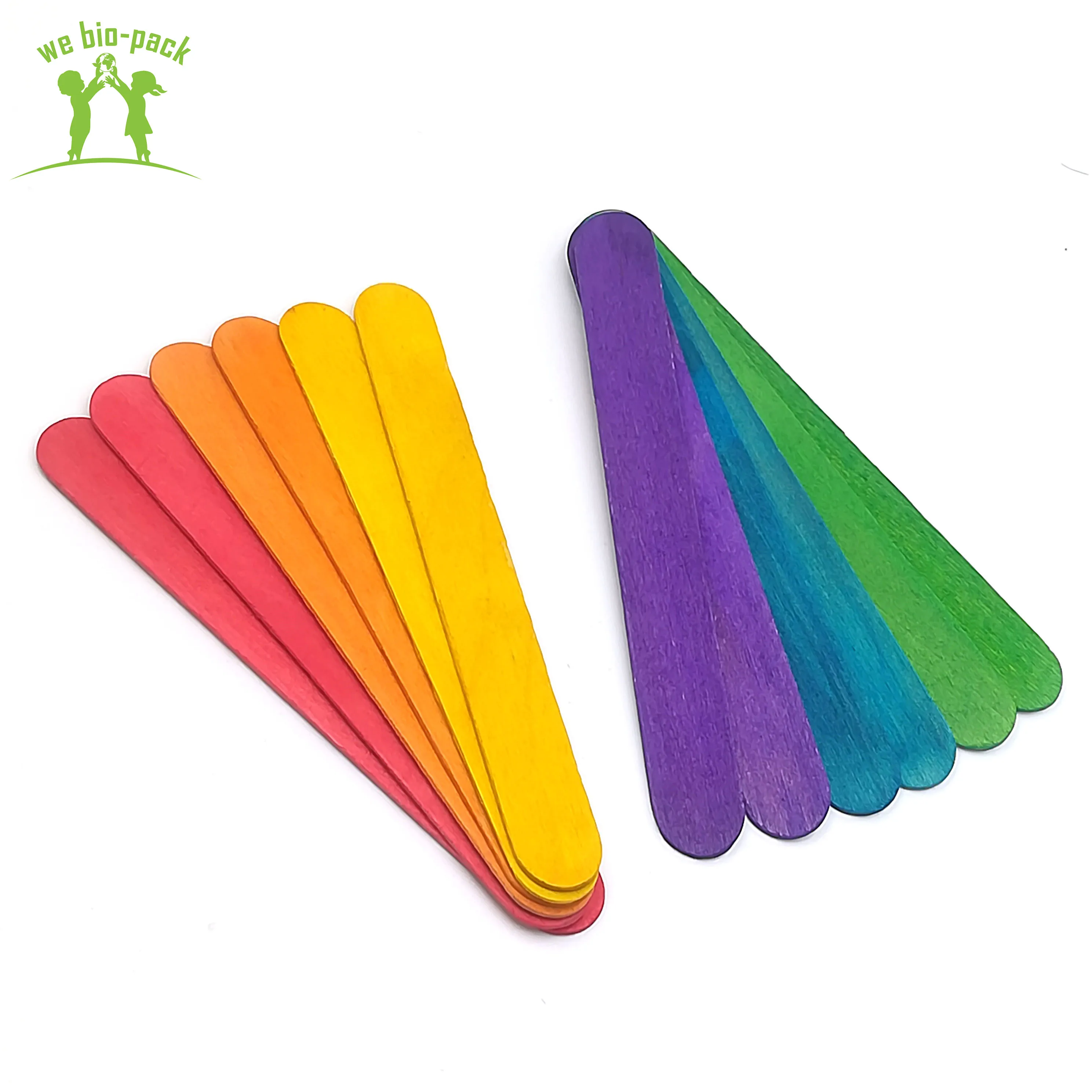 
150mm Biodegradable Sanitary Mixed DIY Colorful Craft Wooden Sticks Ice Cream Spoon 