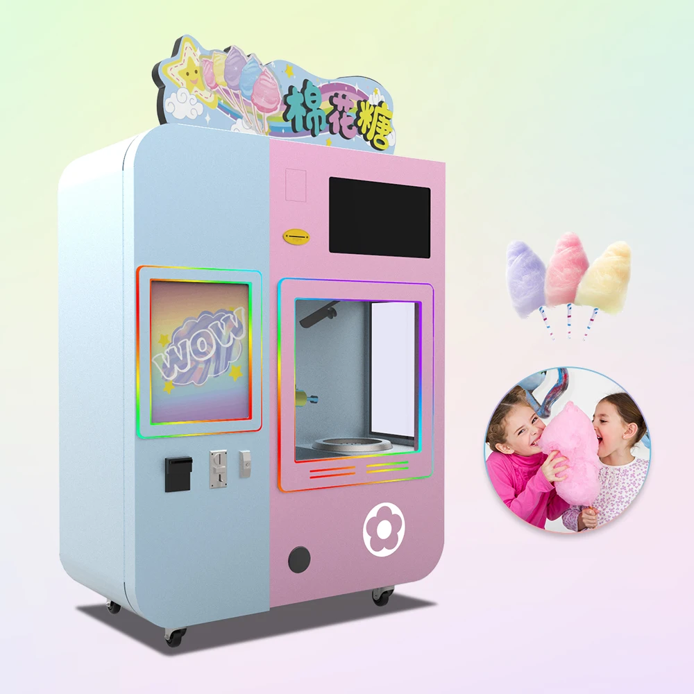 Carnival Party Supplies Sugar Floss Maker Popcorn Machine Automatic Cotton Candy Vending Machine For Sale