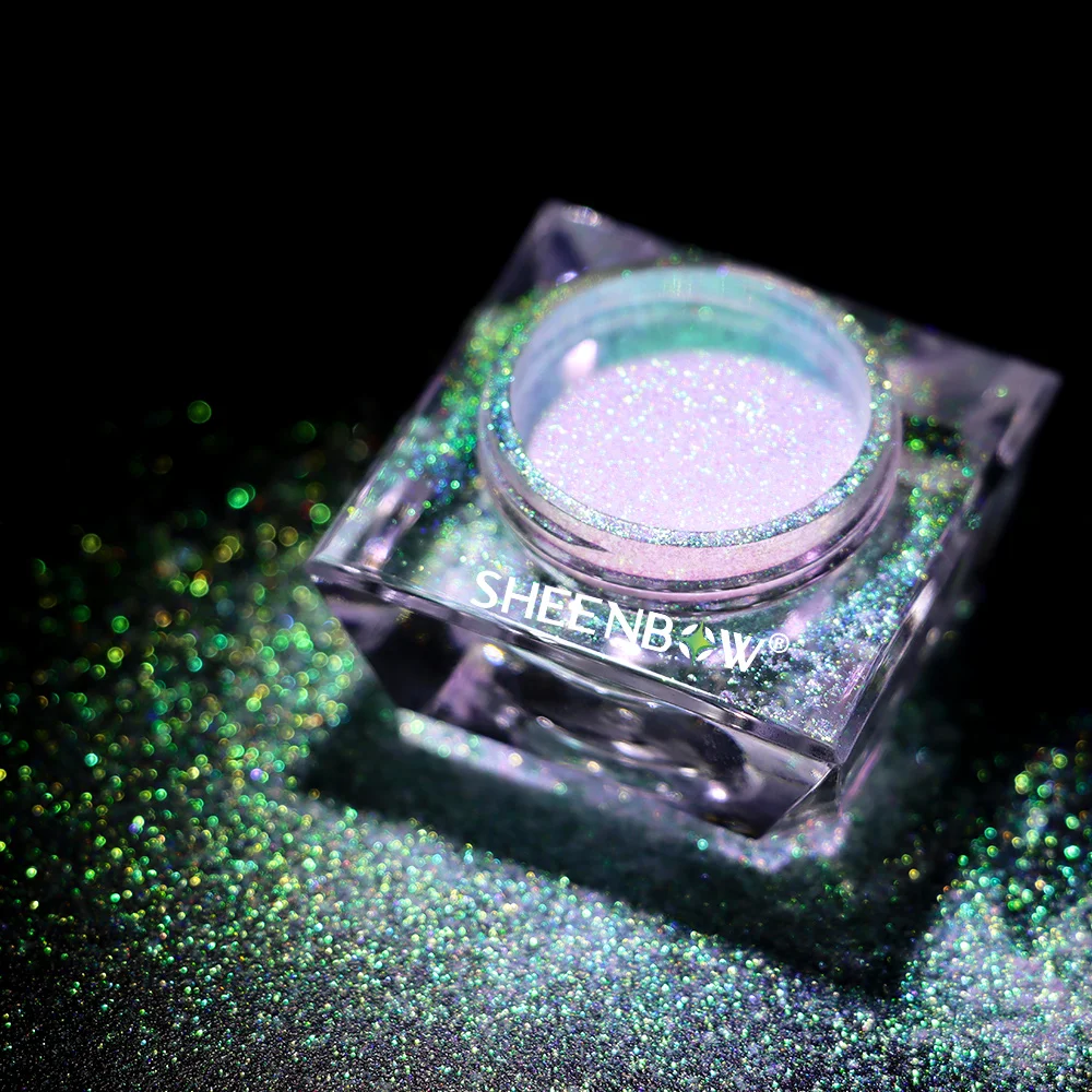 Sheenbow newest neon holographic glitter nail pigment powder