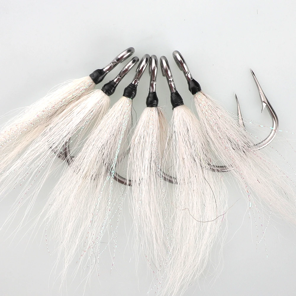 SUPERIORFISHING Wholesale Custom High Carbon Steel Strong Barbed Fishing Hooks With Feather