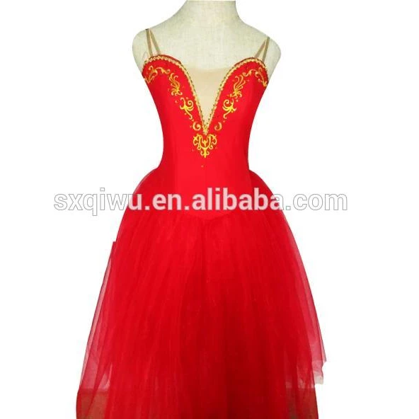 New Red Professional ballet tutu long dress for women performance dancer wear tulle dress tutu dresses for girls  .New--36