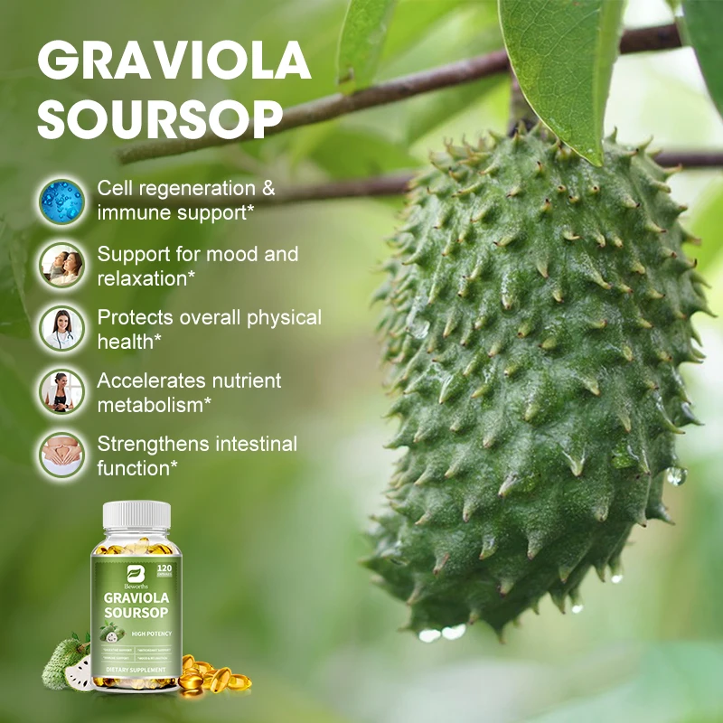 Beworths Organic Soursop Graviola extract supplement Soursop Graviola Softgel Capsule for Immune Digestion