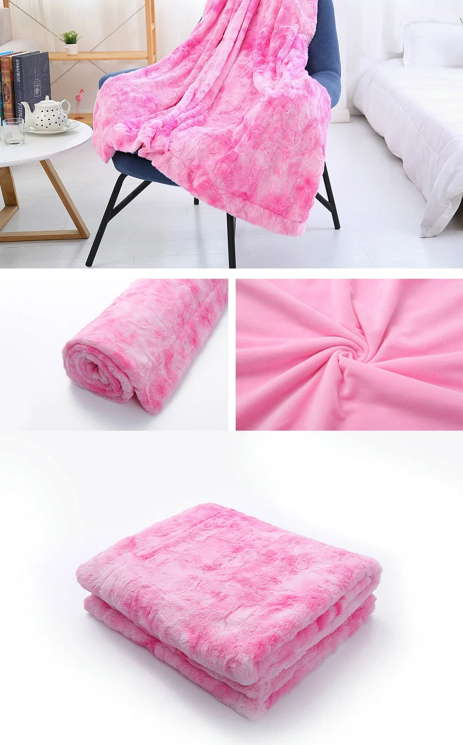 Hot Selling Factory Direct Cheap Thick Warm Tie Dye Plush Sherpa Fleece Safa Bed Throw Blanket