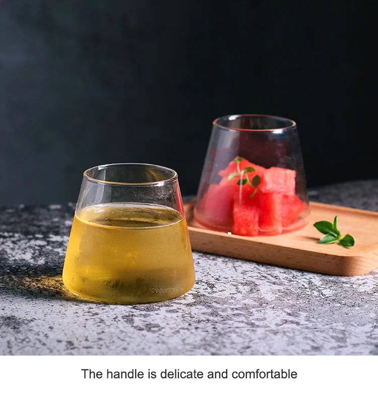 New Design Wholesale High Borosilicate Glassware Round Cone Shaped Whiskey Glass Bar Tumbler Cup