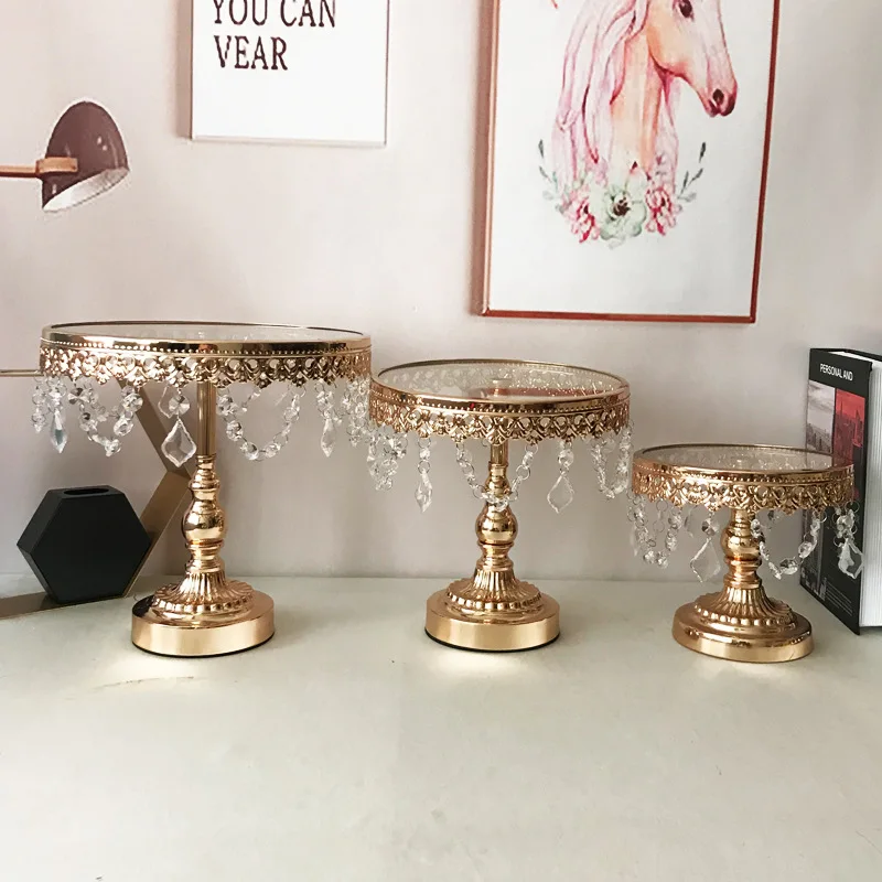 V279 High Quality Cake Stand Wedding Decoration Wedding High Cake Stand Glass Tray Round Dessert Display Stand For Wedding Table