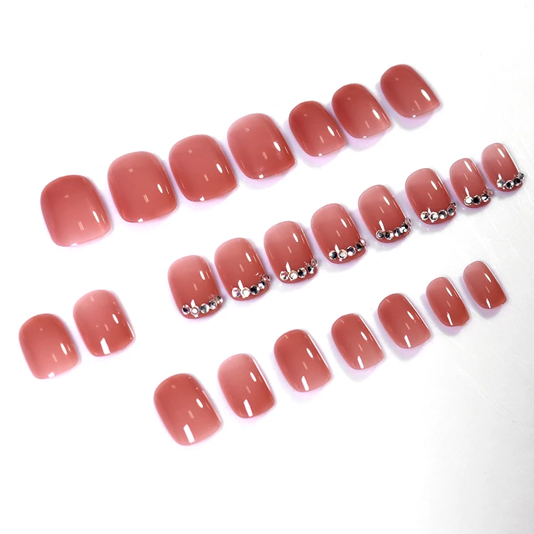 Artificial metallic false finger toe press on nails 24 pcs case packaging kids half cover short stiletto clear acrylic nail tips