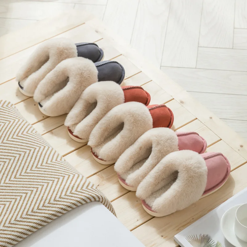 Women winter warm soft Suede slippers platform tasman slippers with braided tape