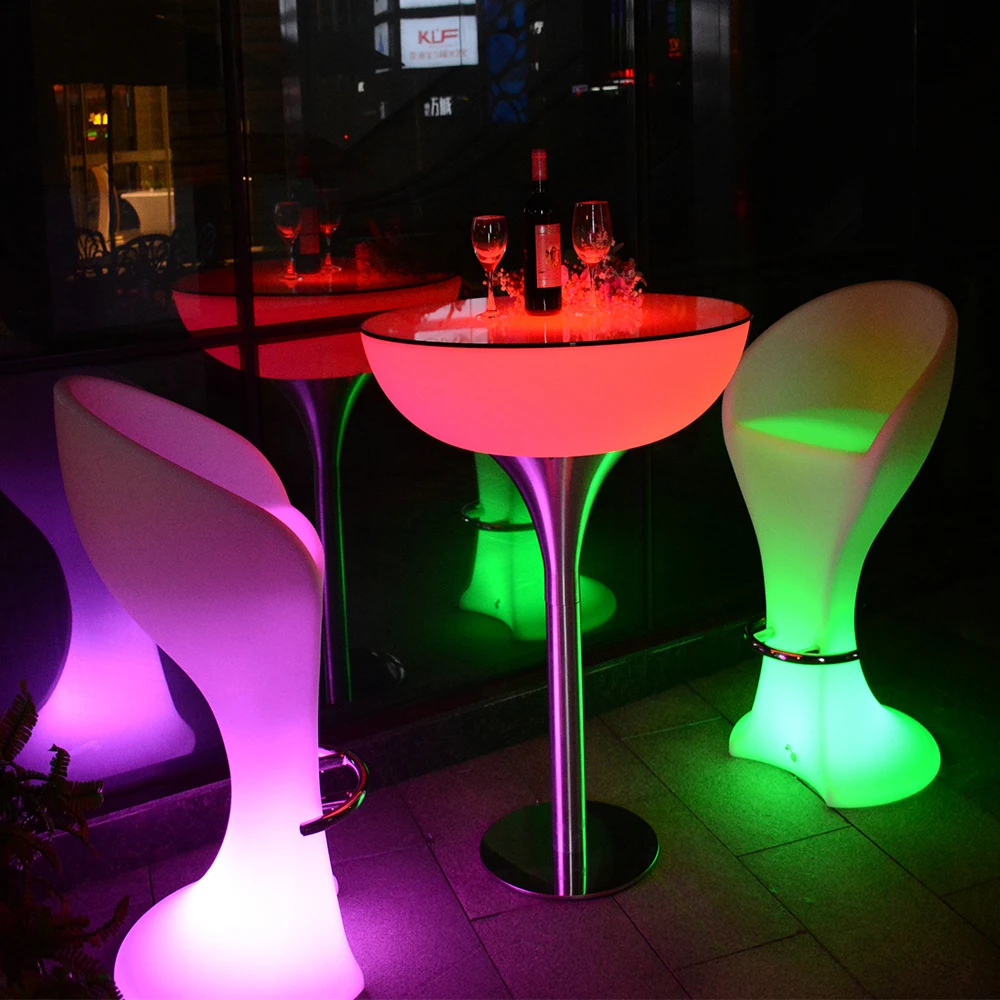 portable led bar stool table furniture hookah set LED Light Up Bar Table and Chairs Led Bar Furniture with remote control