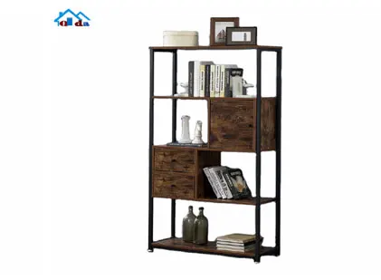 Wooden Metal Bookshelf 4-tiers Wholesale Display Bookcases Multi Functional Shelves Modern Style Living Room Furniture
