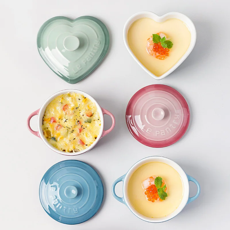 Hot sale ceramic ramekins with handle oven pan dish bakeware utensils