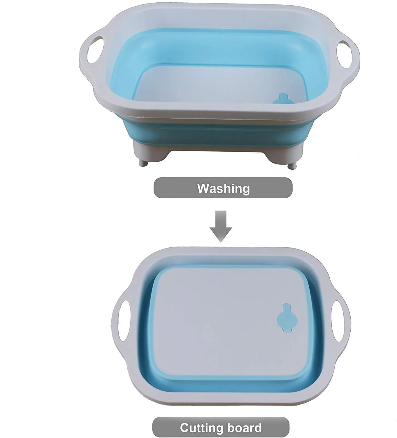 
Multifunction Collapsible Plastic Silicone Dish Tub Washing and Draining Sink Storage Basket Chopping& Slicing Board 