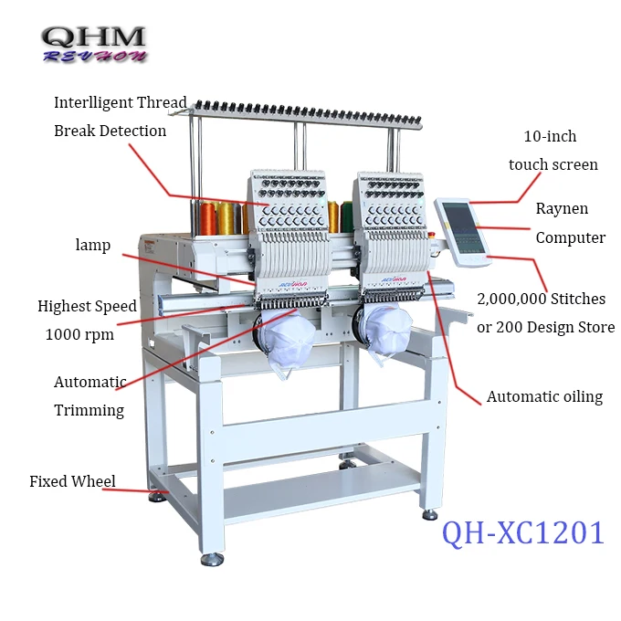 High Speed Maquina de Bordar Computerized 2 Heads T-shirt Embroidery Machine China
