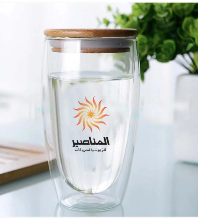 350ml Borosilicate Double Wall glass thermos Cups Coffee Mug Drinking Glasses Tableware Drinkware with bamboo lid