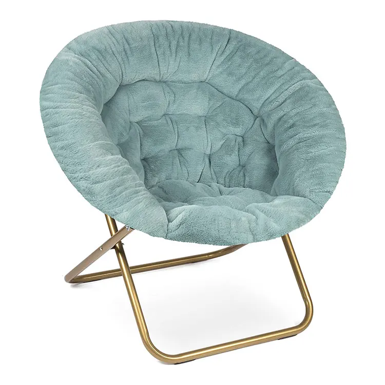 
Soft Children Bedroom Folding Chair Padded Faux Fur Saucer Moon Chair 