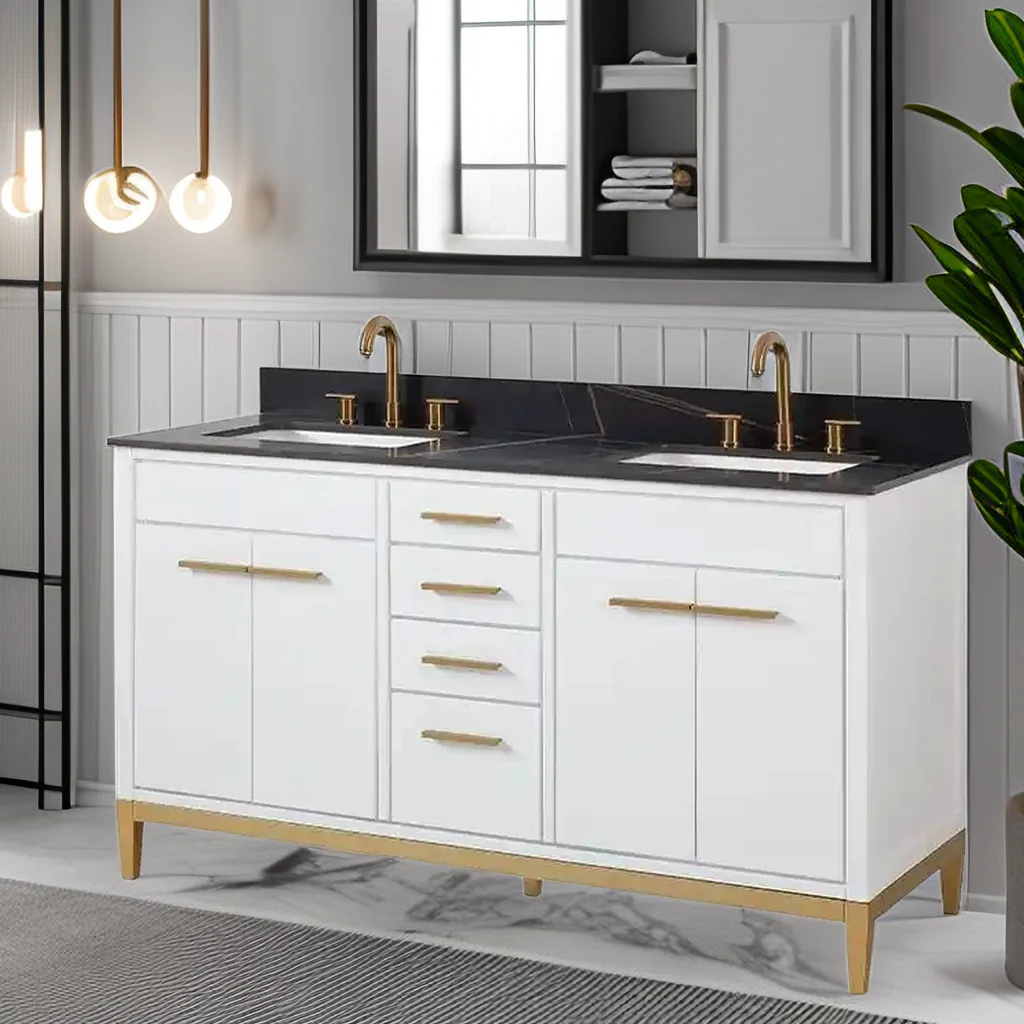 New Design Ideas 60 Inch Cabinets Easy To Clean Water Stains Bathroom Vanity Cabinet