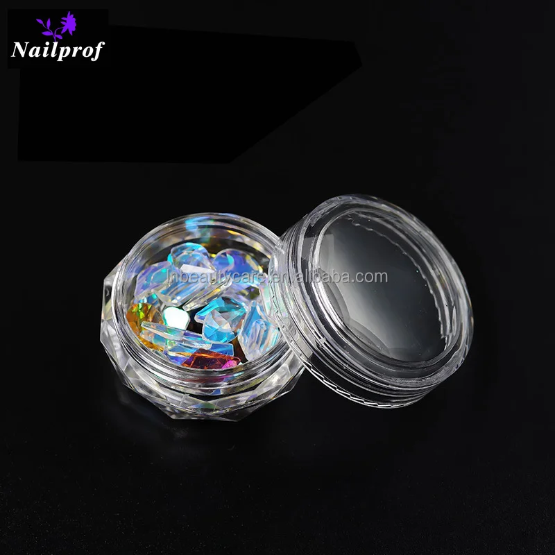 Nailprof Plastic Mini Cosmetic Manicure 3g Empty Jar Pot Nail Art Rhinestone Powder Container Refillable Bottles