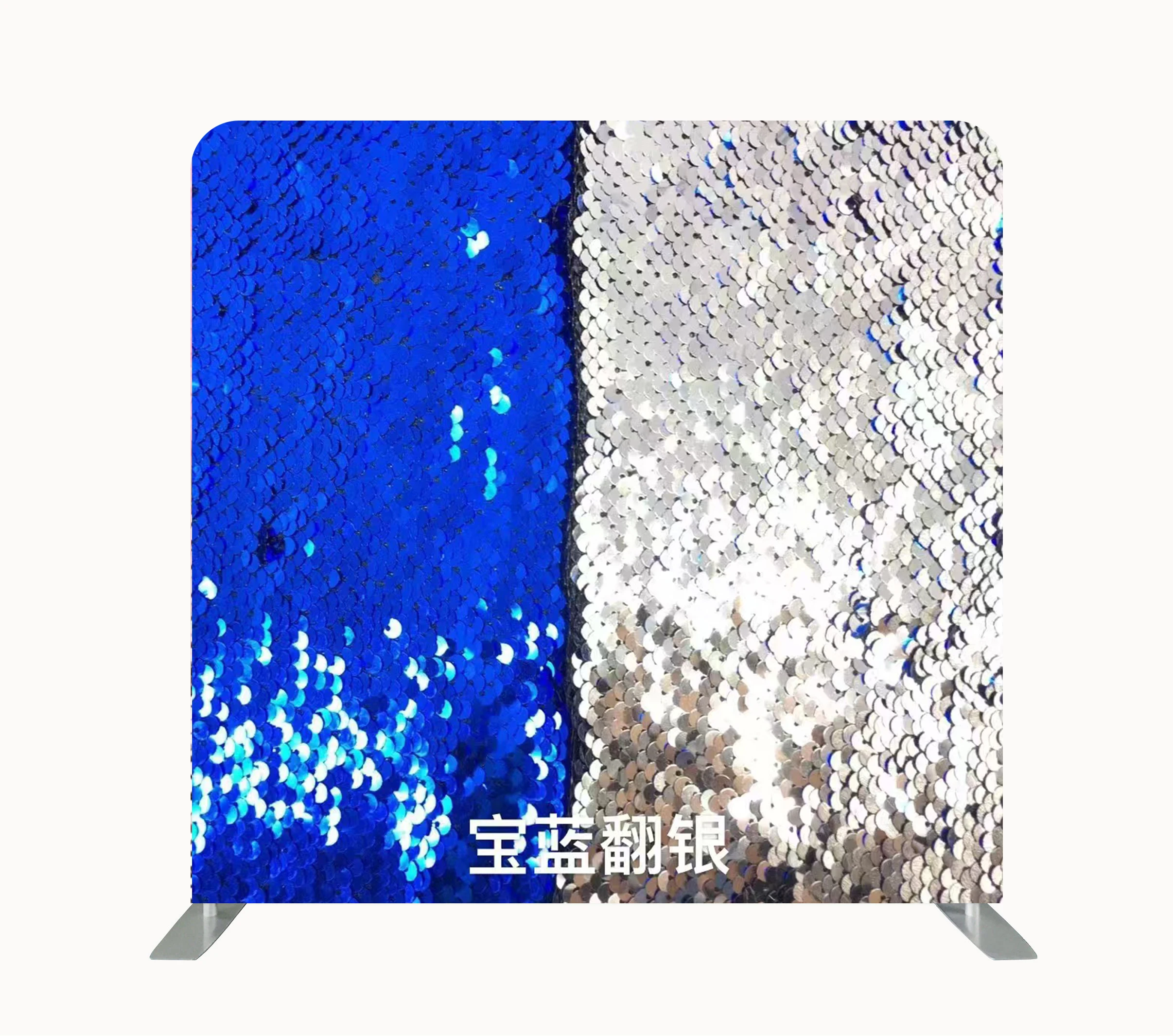 sliver fabric 8ft Aluminum Tube Stand Tension Fabric Pillowcase Cover Photo Booth Backdrop Customized Double-sided graffiti