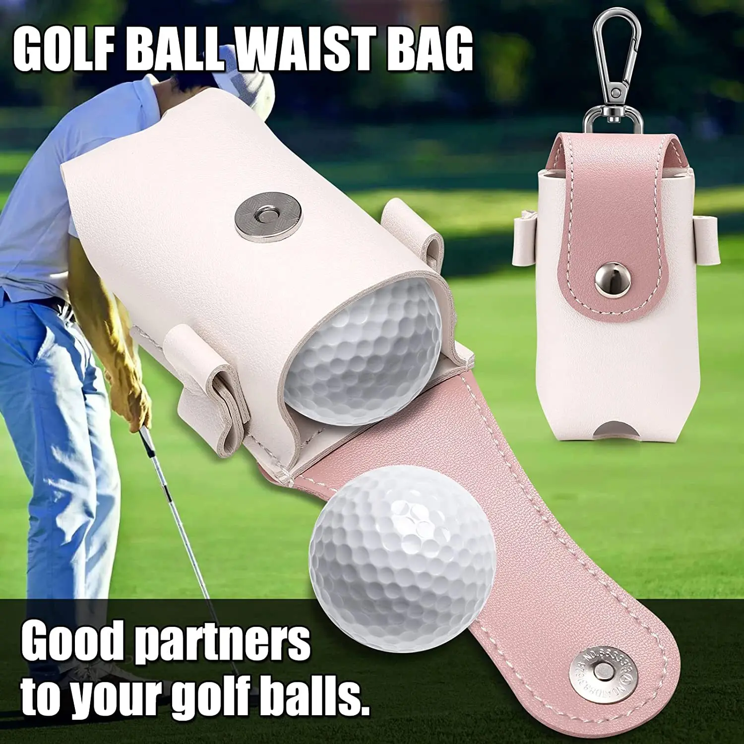 Wholesale Single Golf Bags Fanny Pack PU Leather Outdoor Sports Golfball Carry Pouch Portable Golfbag Cover Waist Bags