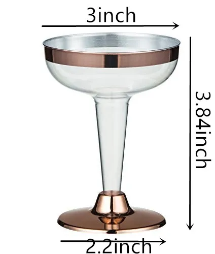 
High Quality Rose Gold Rim Hard Plastic Martini Glass 