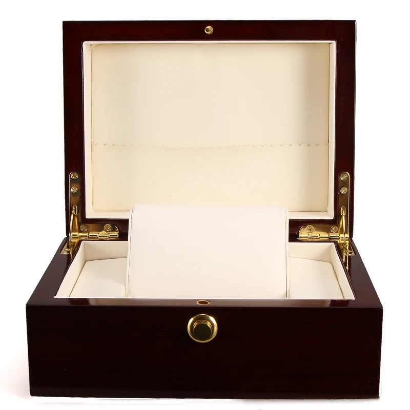 Custom Sale Most Popular Products Luxury Wooden Watch Case Single Slot Black Watch Box With Round Lock