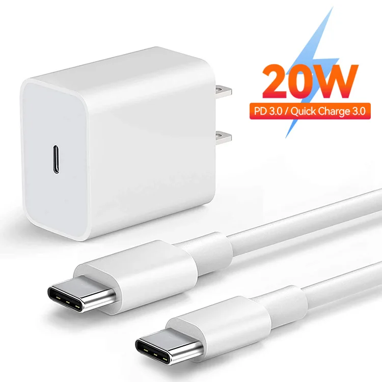 Factory High Quality OEM PD 20w Fast Type USB C Charger for iphone Charger Portable Wall Cell Mobile i Phone Charger With Cable