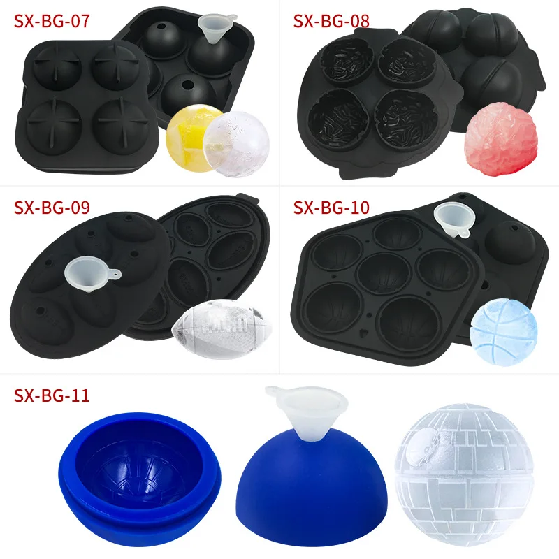 Creative basketball shaped ice cube self-made ice box 4 hockey silicone mold