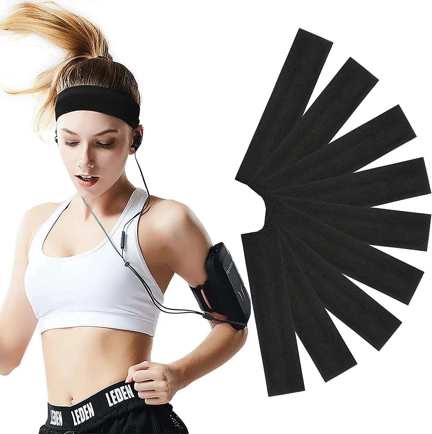 Customized Logo European American Yoga Fitness Solid Color Elastic Hair Band Sweat-Absorbent Women Men Custom Sports Headbands
