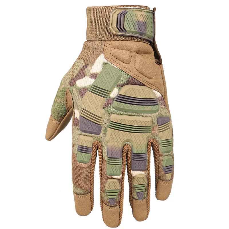 Long finger protective rubber sports outdoor mountaineering protection anti-slip motorcycle riding combat tactical gloves