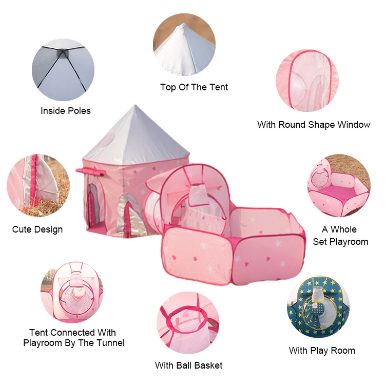 Wholesale Indoor Pink Blue Children Castle Play Tent  Toys House Tent Kids Play Toy Tents For Girls