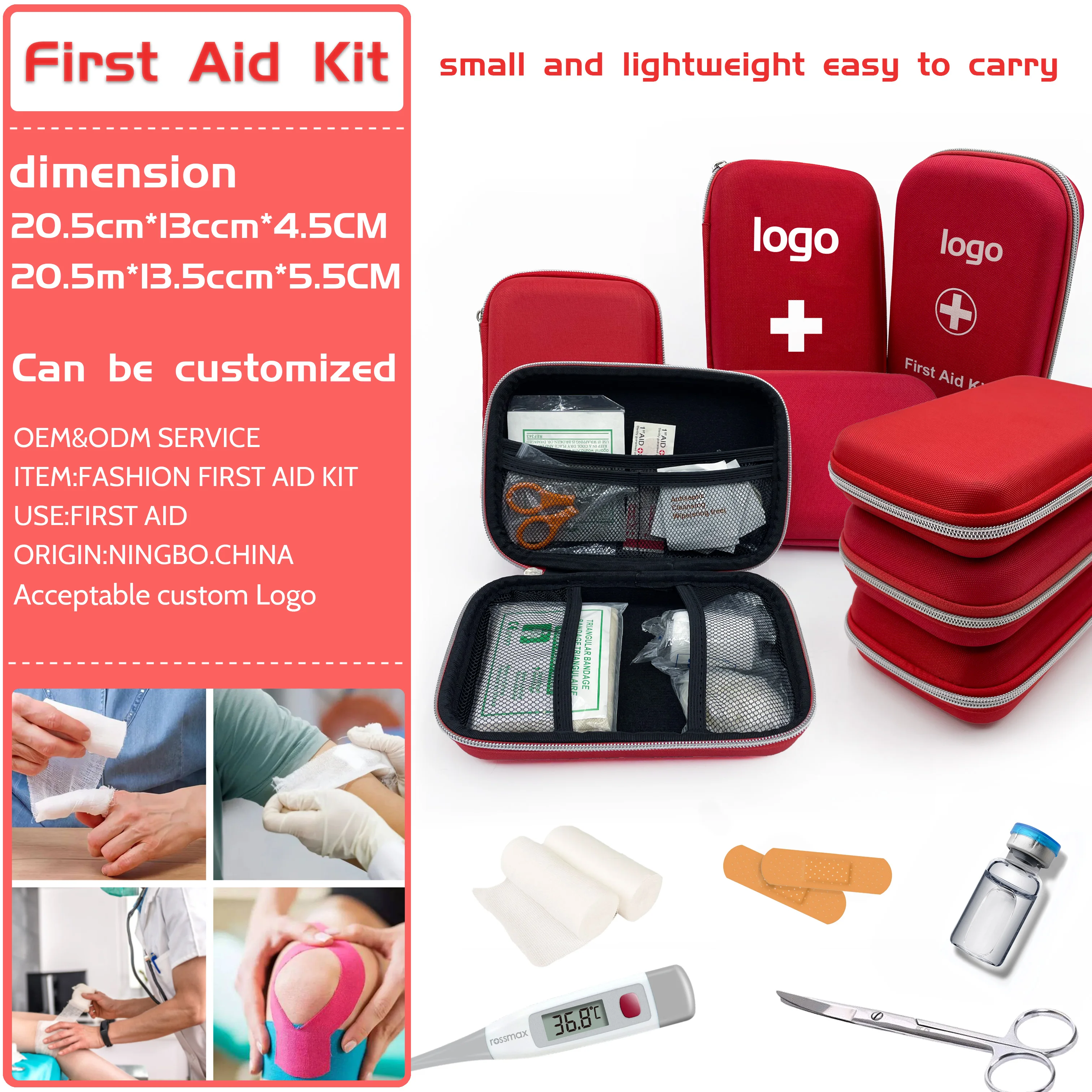 Camping Survival First Aid Kit Set Emergency Medical Mini First Aid Kit EVA Customized Empty Outdoor Travel Waterproof 50pcs