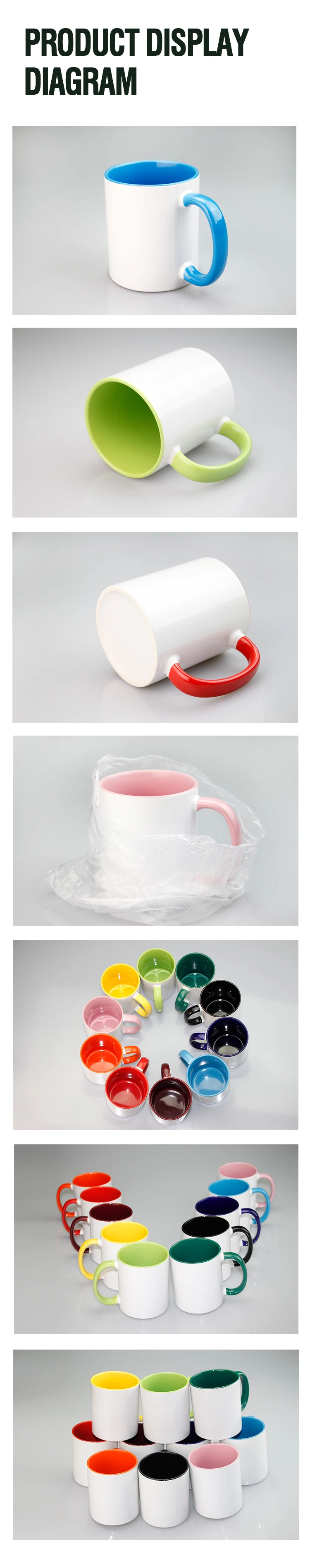 High Quality 11oz Sublimation Mug Inner Colourful Handle Custom Mugs Logo Colored Ceramic Mug