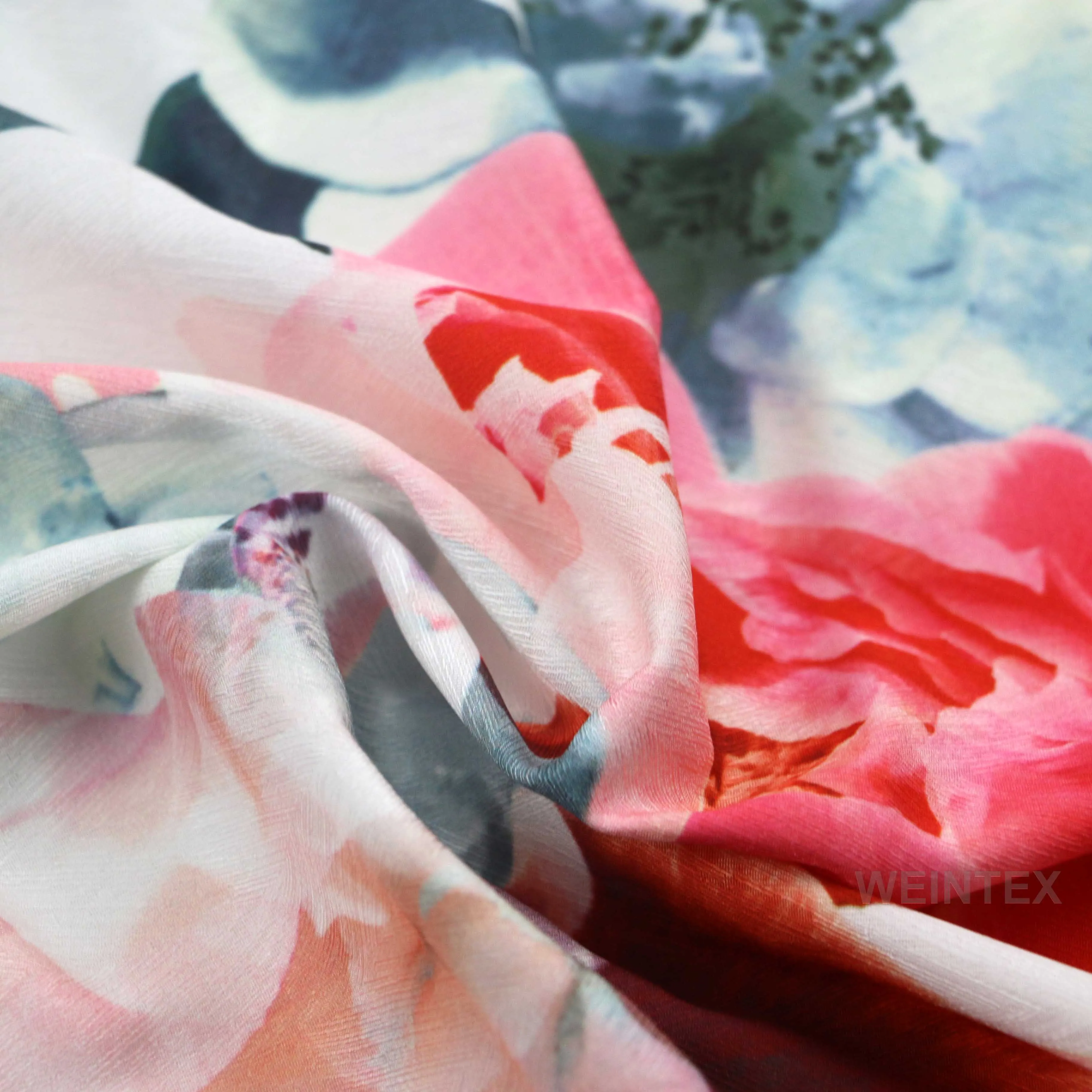 WI-J04 Custom digital polyester spandex blend herringbone silk satin floral printed fabric for dress