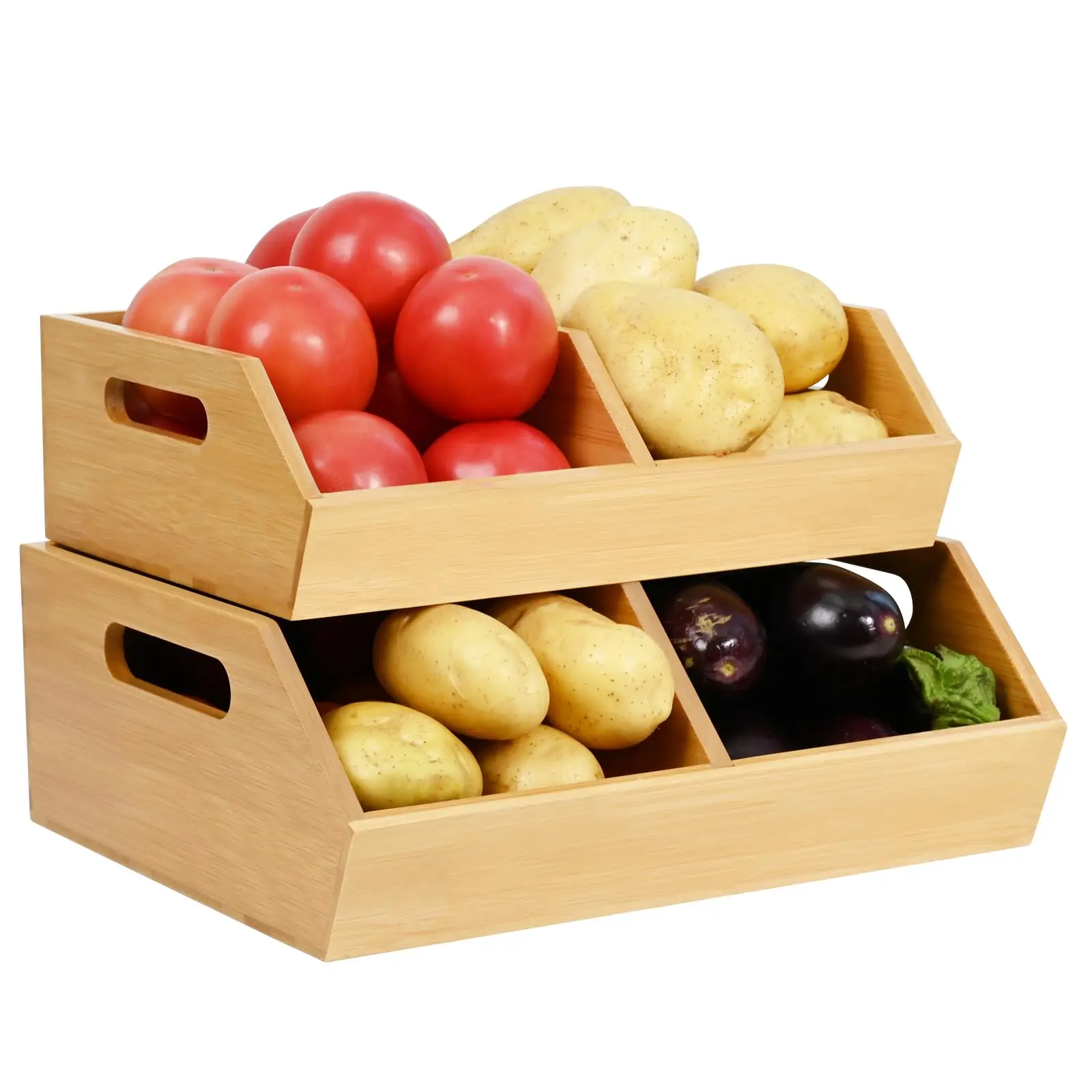 Combohome 2 упаковки Бамбуковая складная корзина для хранения кухни органайзер контейнеры хлеба овощей