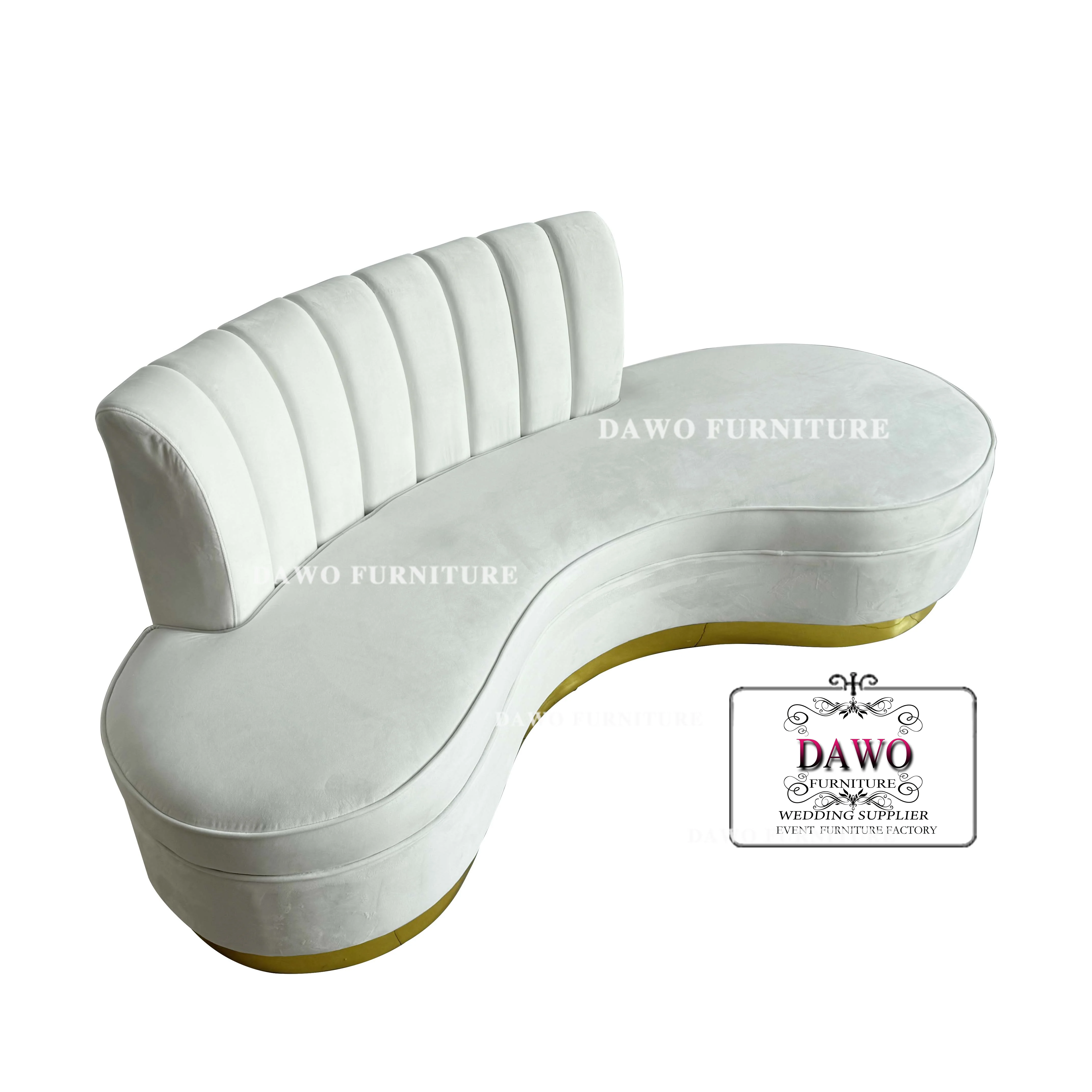 Hot selling luxury white velvet sofa hotel wedding round single seater or double seat sofa