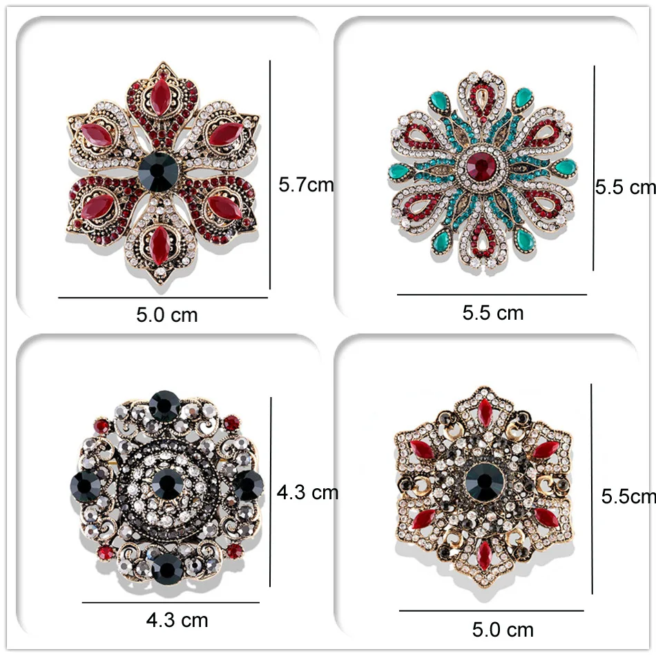 wholesale Fashion metal brooches with colorful stones