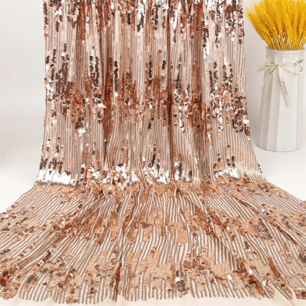 Free Samples Lace 3mm+5mmSequins Embroidery Tulle Floral Embroidered Net Fabric Wholesale Sequin Lace Fabric