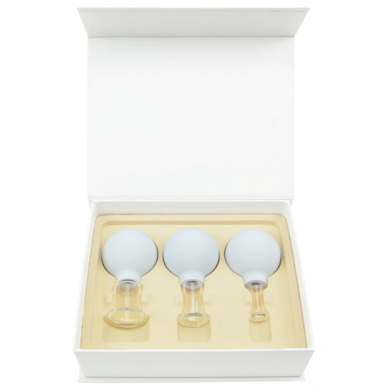 3pcs Anti cellulite body facial massage rubber ball glass vacuum cupping jars