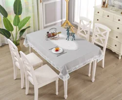 2020 new design luxury rectangle table cloth cotton embroidery with lace