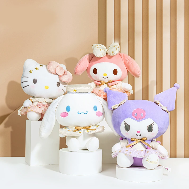 Sanrios Kawaii Hello KT Kuromi Melody Cinnamoroll Cartoon Cute Stuffed Toys 8 Inch Plushies Claw Machine Arcade Plush Toys Doll