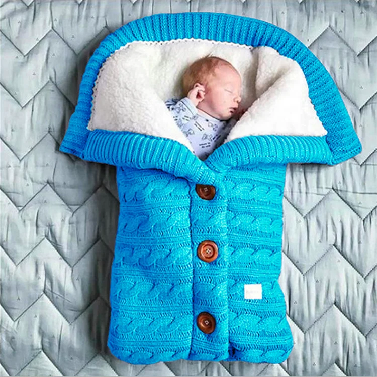 
Outdoor New Born Kids Organic Cotton Knitted Baby Swaddle Sleeping Bag in Stock 