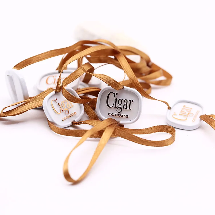 Custom wholesale string Aluminum shell hangtag  logo beads string rope for cargo hanging identification fasteners