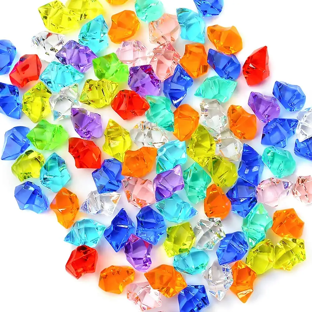 Multicolored Plastic Crushed Ice Rock Plastic Gems Jewels Acrylic Ice Rock Crystals Treasure Acrylic Plastic Ice Cubes