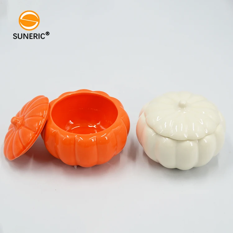 Wholesale halloween pumpkin jars ceramic empty candle containers for candles