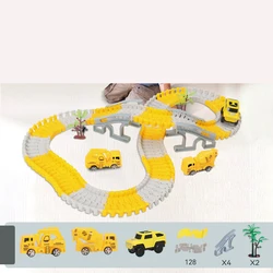 Engineering track small train car DIY toy engineering car Electric Wooden Sensory Original Puzzle Operated Building Train Track